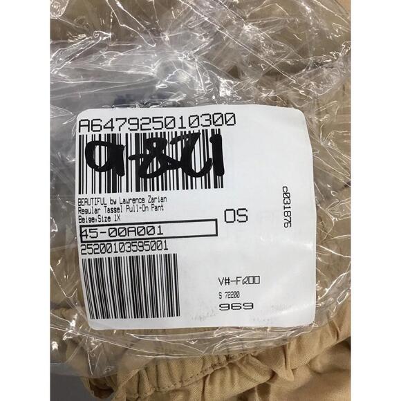 Beautiful Lawrence zarian tassel pull on pant beige size 1X new qvc - Picture 5 of 5